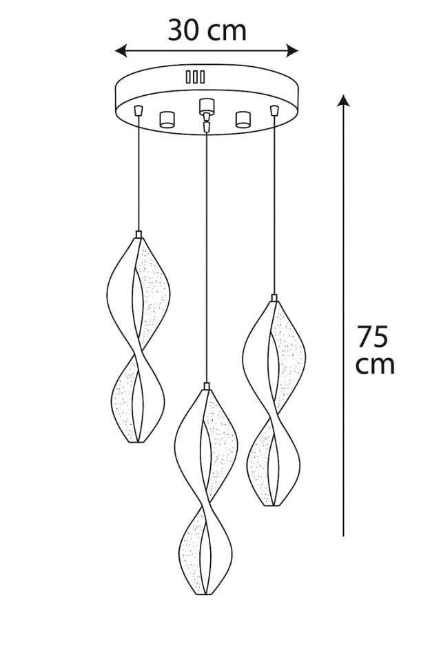 Mars 3'lü Kumandalı Gold Led 3 Renk Modern Ledli Avize