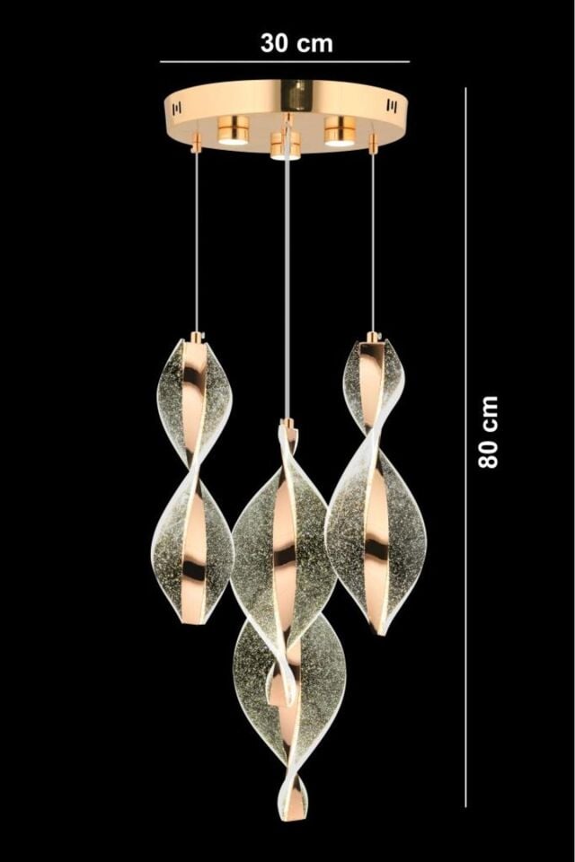 Mars 4'lü Kumandalı Gold Led 3 Renk Modern Ledli Avize