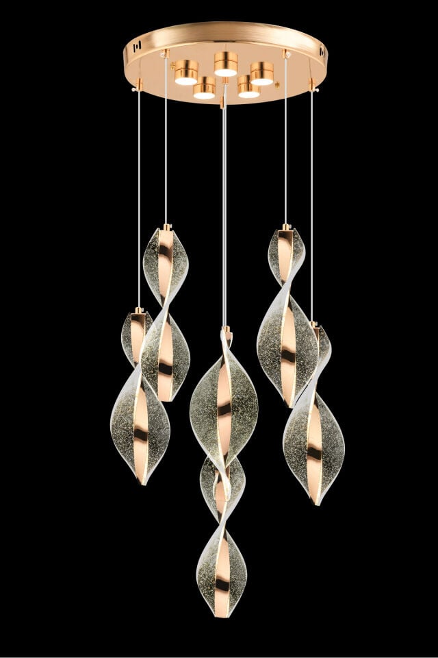 Mars 6'lı Kumandalı Gold Led 3 Renk Modern Ledli Avize