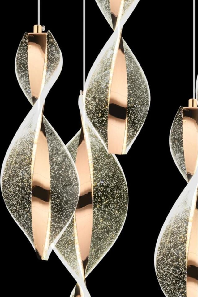 Mars 6'lı Kumandalı Gold Led 3 Renk Modern Ledli Avize
