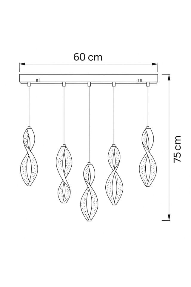 Mars 5'li Sıralı Kumandalı Gold Led 3 Renk Modern Ledli Avize