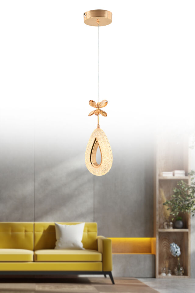 Hera Tekli Gold 3 Renk Ledli Avize