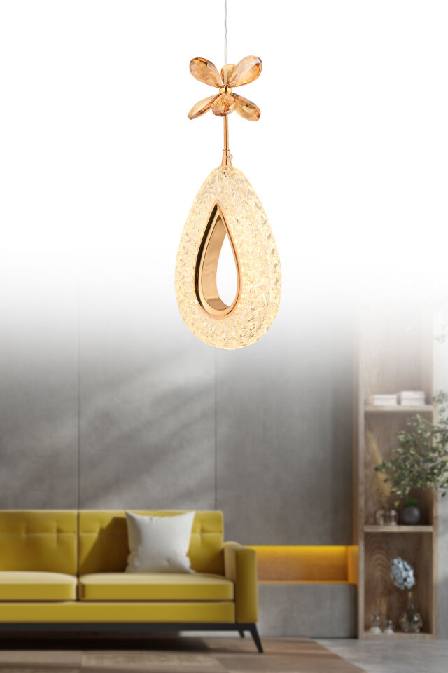 Hera Tekli Gold 3 Renk Ledli Avize