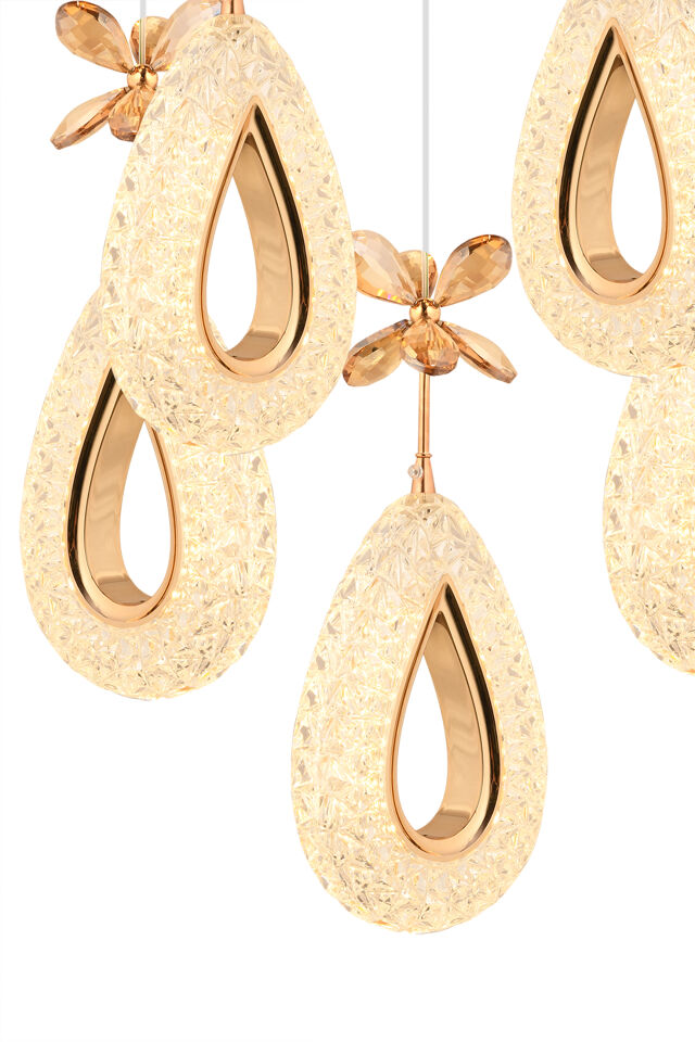 Hera 5 Li Gold 3 Renk Kumandalı Ledli Avize