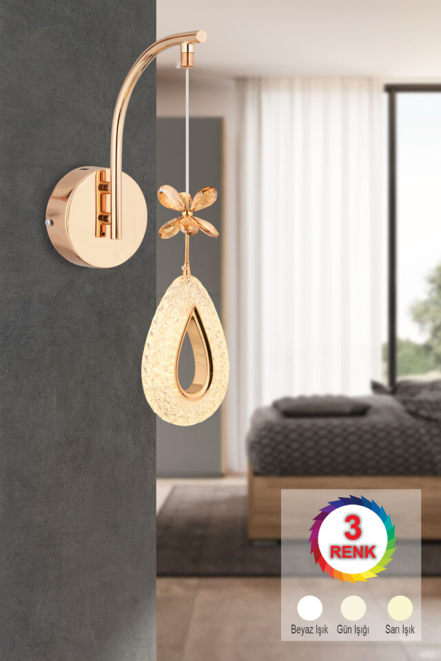 İstanbul Avize Hera Aplik Gold 3 Renk Ledli Modern Led Aplik