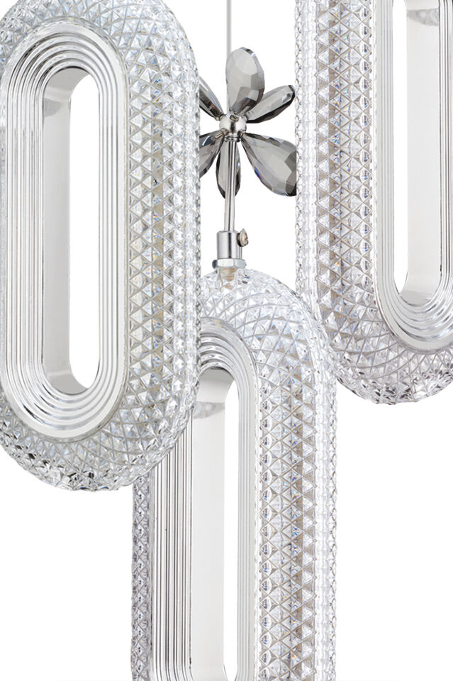 Led Alfa 3'lü Gümüş Kumandalı 3 Renk Ledli Modern Led Avize