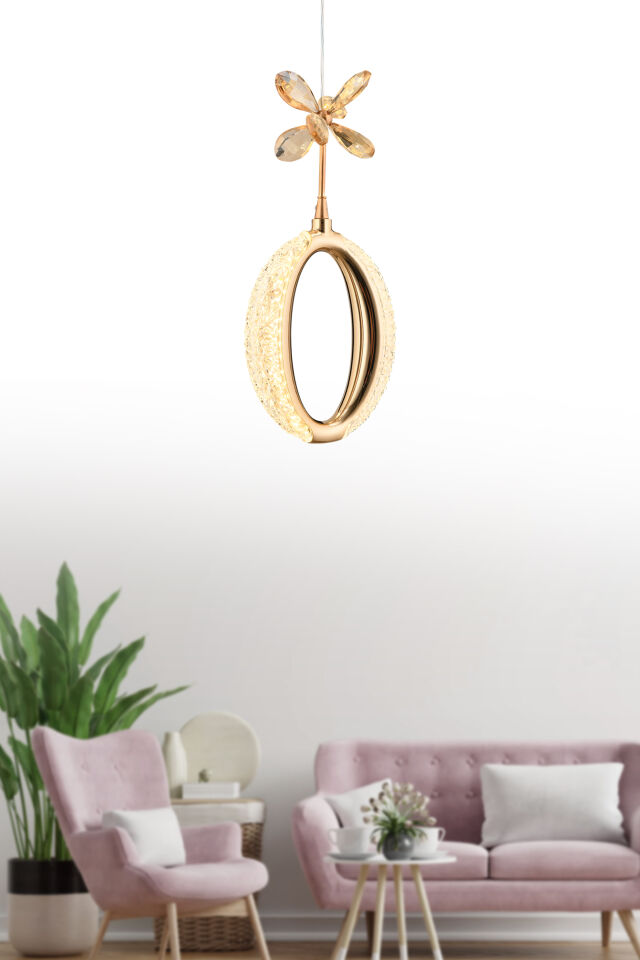 İstanbul Avize Zeus Tekli Gold 3 Renk Ledli Modern Led Avize