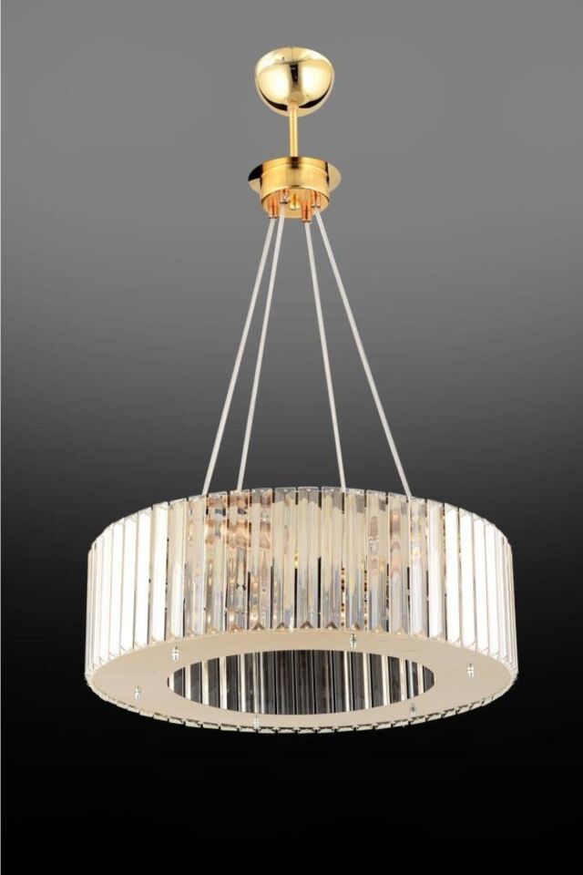Lüx Elmas 45 Cm Gold Kristal Taşlı Avize