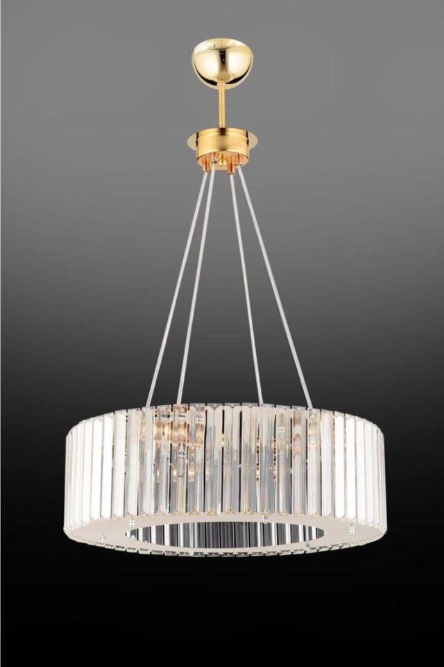 Lüx Elmas 45 Cm Gold Kristal Taşlı Avize