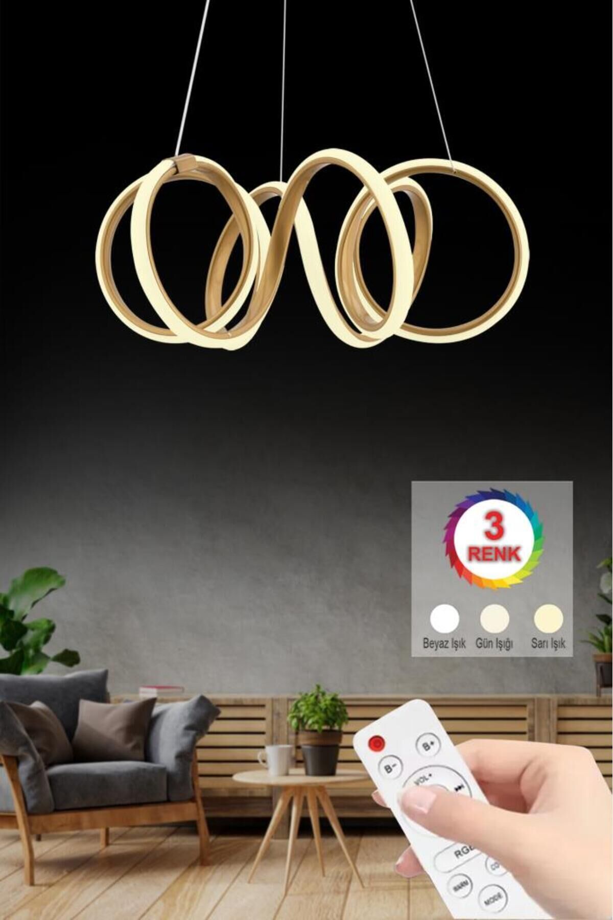 İstanbul Avize Delux Eskitme Ledli 3 Renk Kumandalı Modern Led Avize