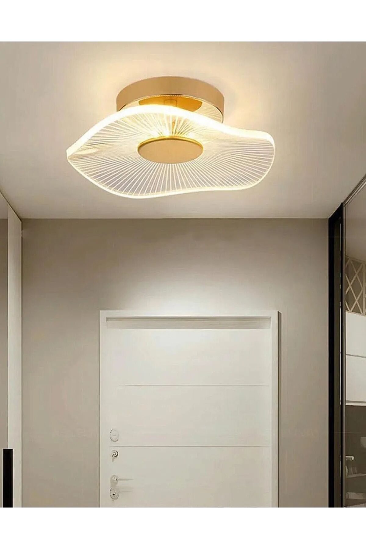 Şapka Plafonyer Tavan Gold Tekli Avize 3 Renk Ledli Modern Led Aydınlatma