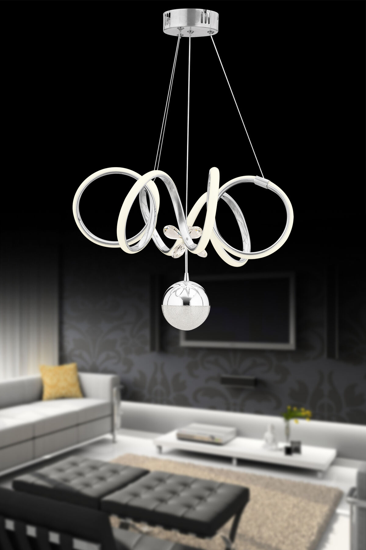İstanbul Avize Gümüş Sea Beyaz Power Ledli Modern Led Avize