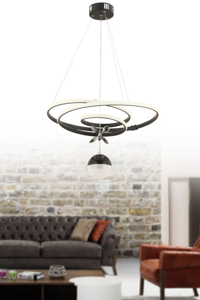 İstanbul Avize Siyah Cherry Beyaz Power Ledli Modern Led Avize