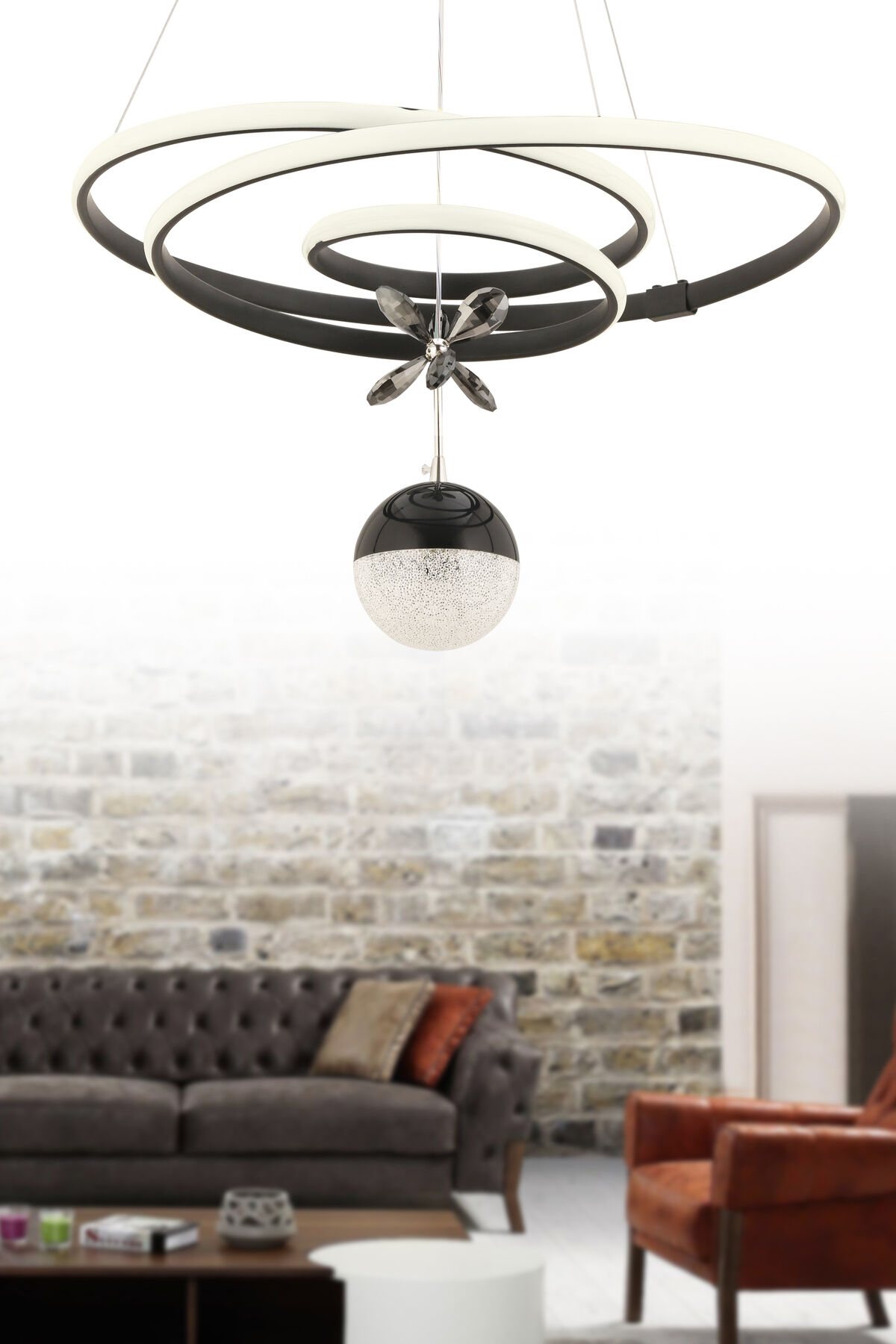 İstanbul Avize Siyah Cherry Beyaz Power Ledli Modern Led Avize