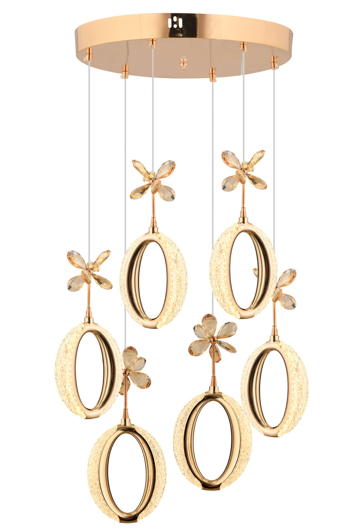 İstanbul Avize Zeus 6'lı Gold Kumandalı 3 Renk Ledli Modern Led Avize