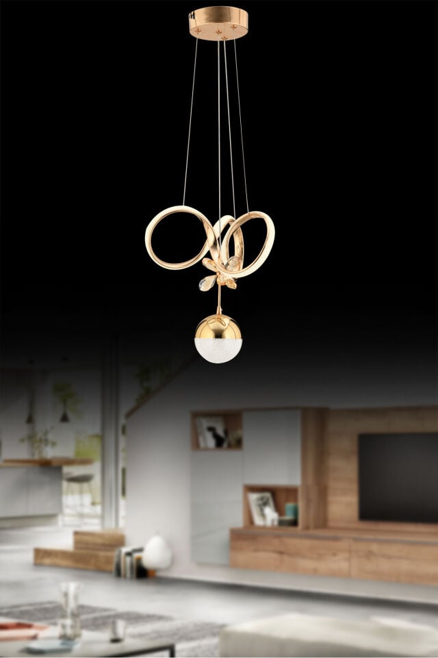 İstanbul Avize Gold Twins 3 Renk Ledli Modern Led Avize