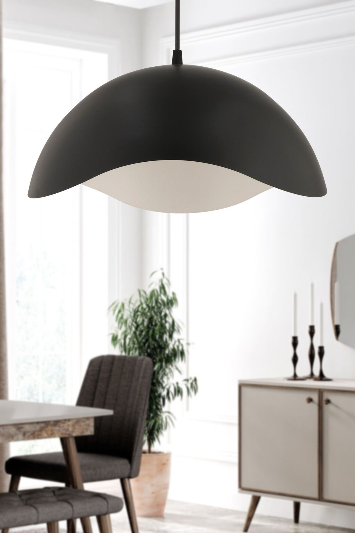 Galaksi Tekli Siyah Sarkıt Sıvama Metal Modern Lüx Avize