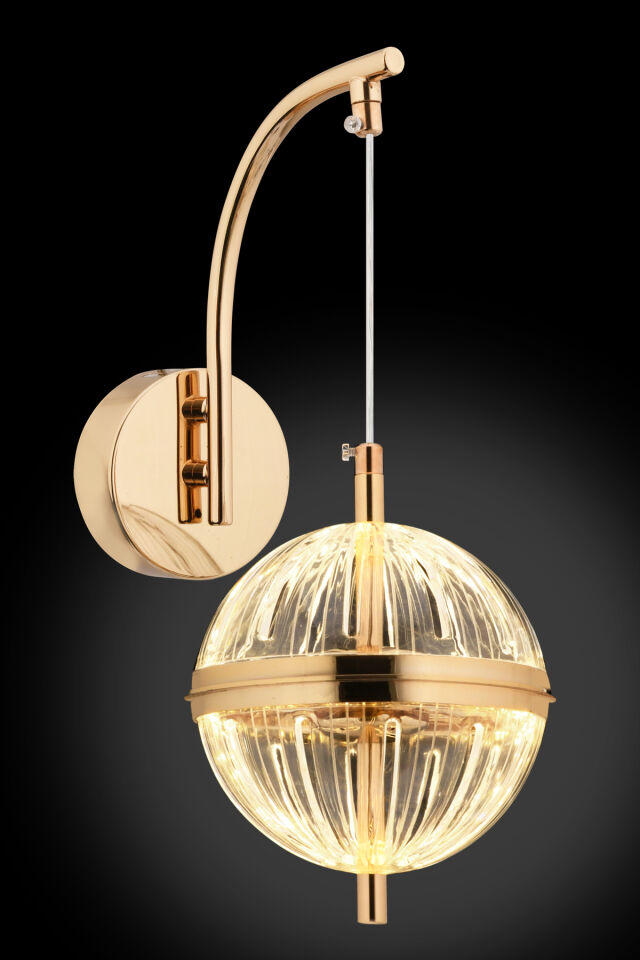 Küre Aplik Tekli Gold Ledli Modern 3 Renk Led Aplik