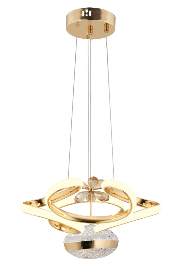 Lina Tekli Gold Dreon Kasalı 3 Renk Kumandalı Ledli Modern Led Avize