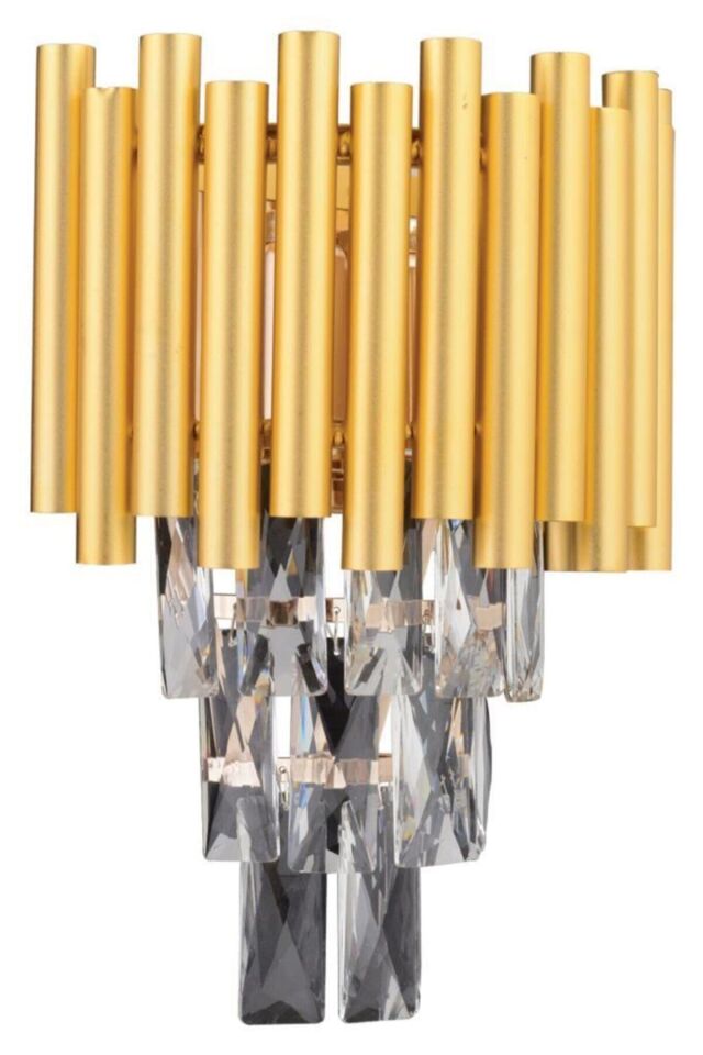 Gold Kare Kristal Taşlı Aplik