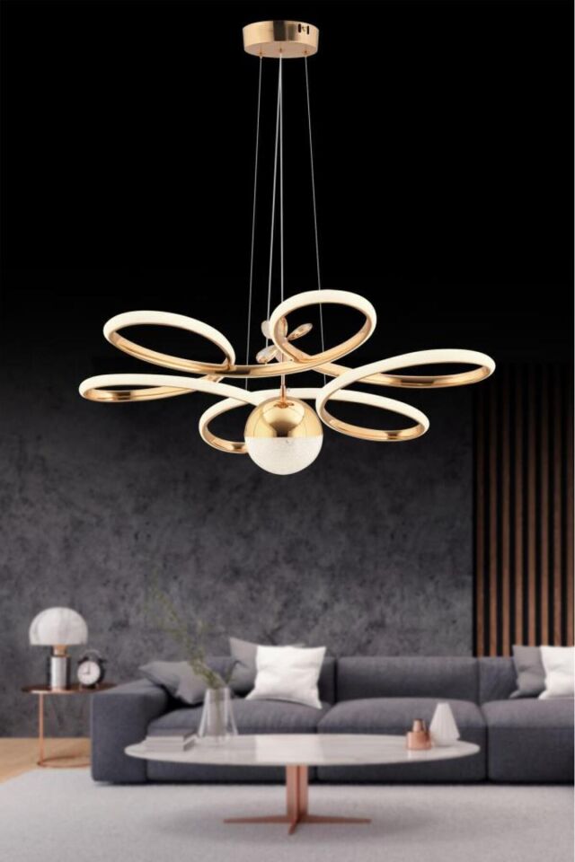 İstanbul Avize Papatya Gold 3 Renk Ledli Kumandalı Modern Led Avize
