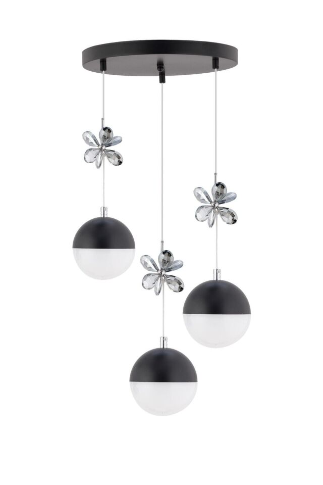 Kelebek 3'lü Siyah Modern 3 Renk Ledli Sarkıt Led Avize