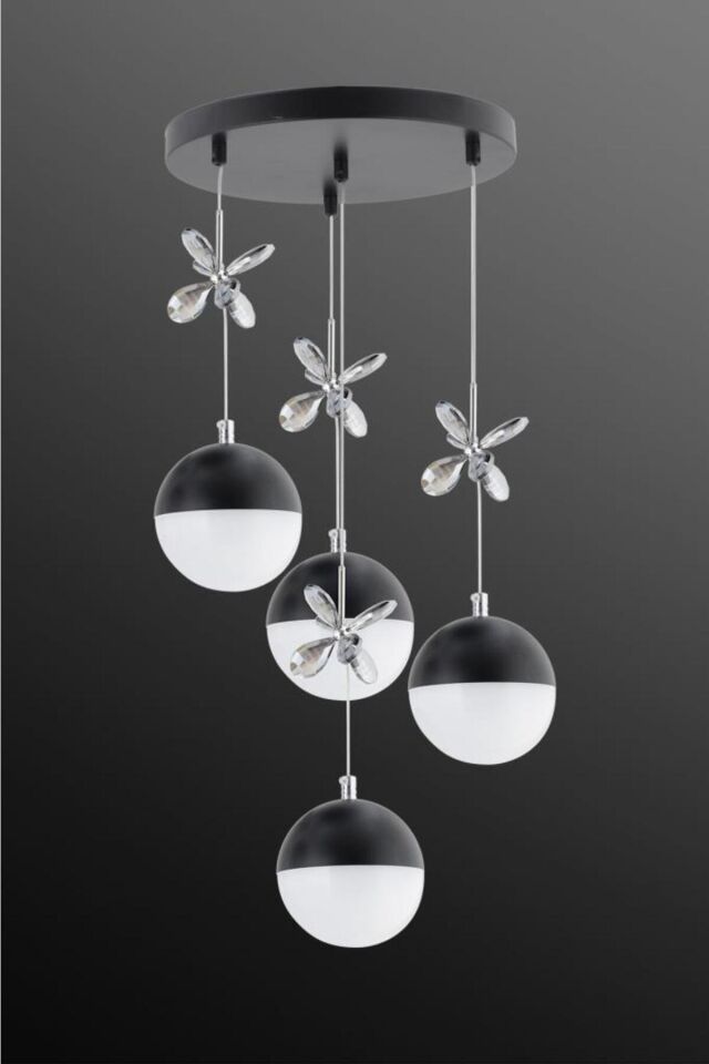 Kelebek 4'lü Siyah Modern Lüx Ledli Modern Led Avize
