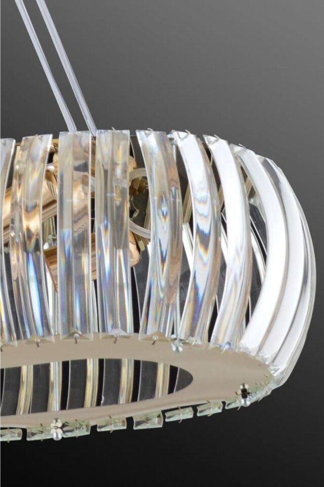 Xl Venüs Yemek Masası Gold Lüx Kristal Taşlı Avize
