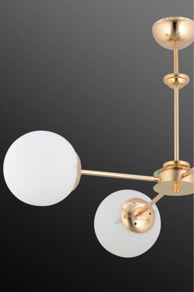 Nisa 4'lü Gold Beyaz Glop Camlı Avize