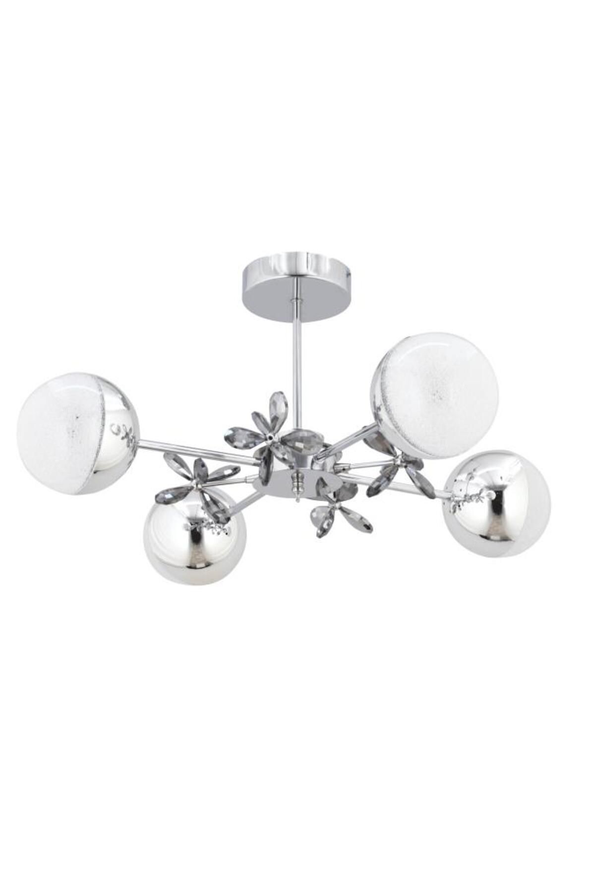Ledli Nairobi Gümüş 4'lü Lüx Modern Led Avize