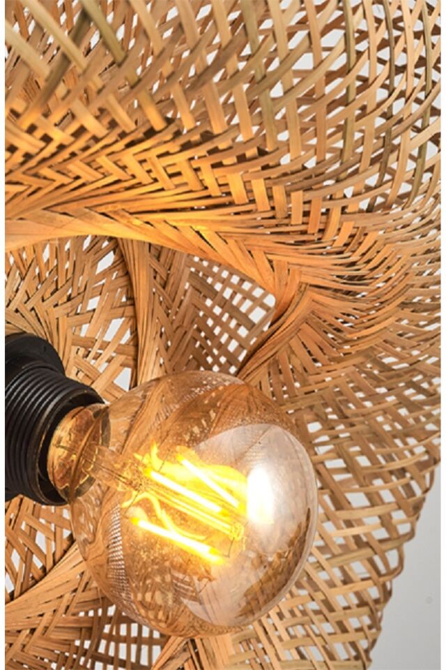 İstanbul Avize Vangu Siyah Duylu 40 Cm Avize Bambu,iskandinav,bohem,rattan,modern Aydınlatma