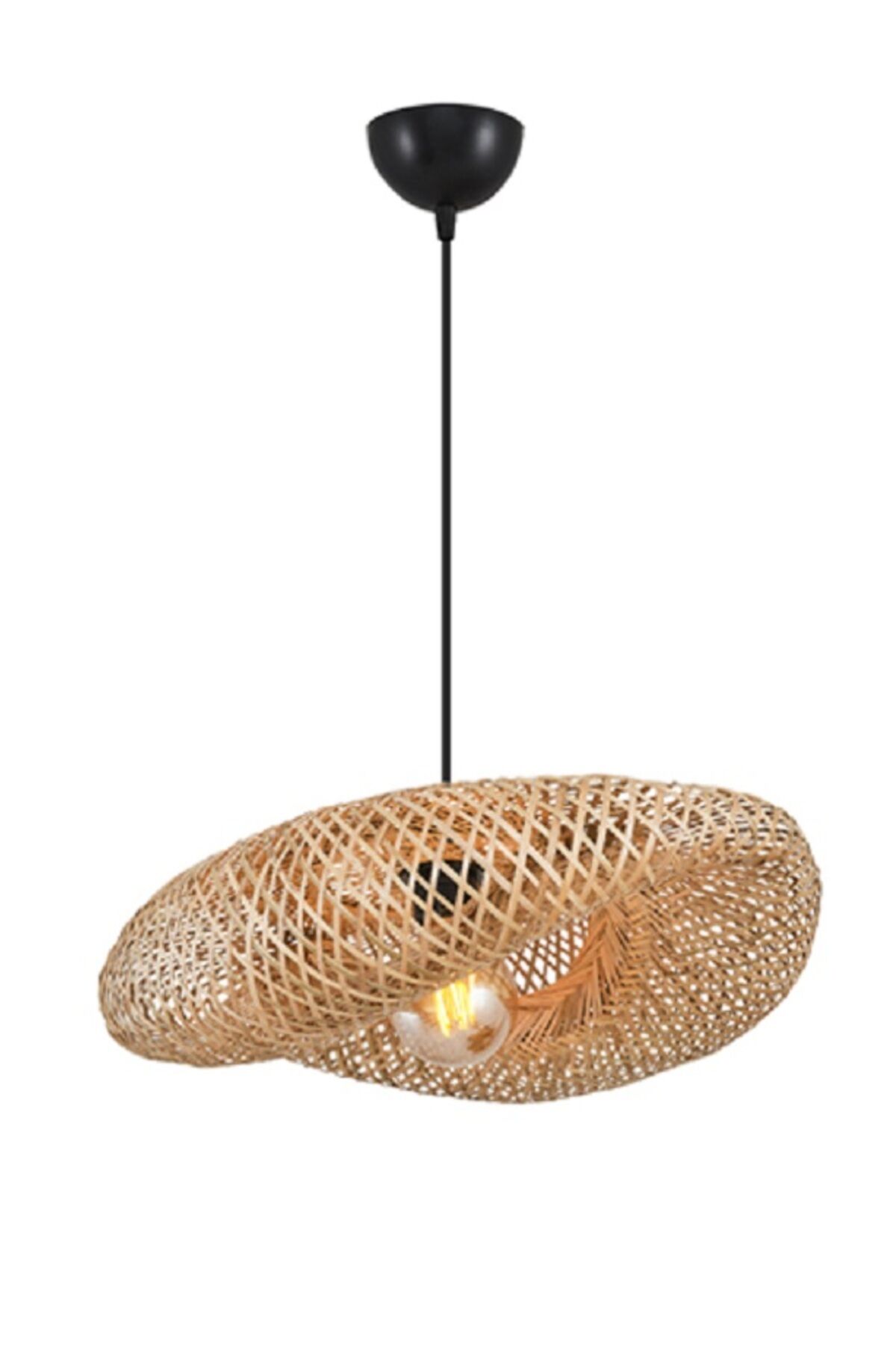 İstanbul Avize Vangu Siyah Duylu 40 Cm Avize Bambu,iskandinav,bohem,rattan,modern Aydınlatma