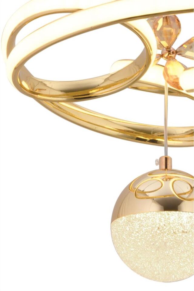 İstanbul Avize Katre Led Kumandalı Üç Renk Gold Lüx Modern Ledli Avize