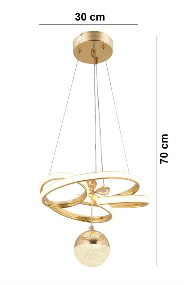 İstanbul Avize Katre Led Kumandalı Üç Renk Gold Lüx Modern Ledli Avize