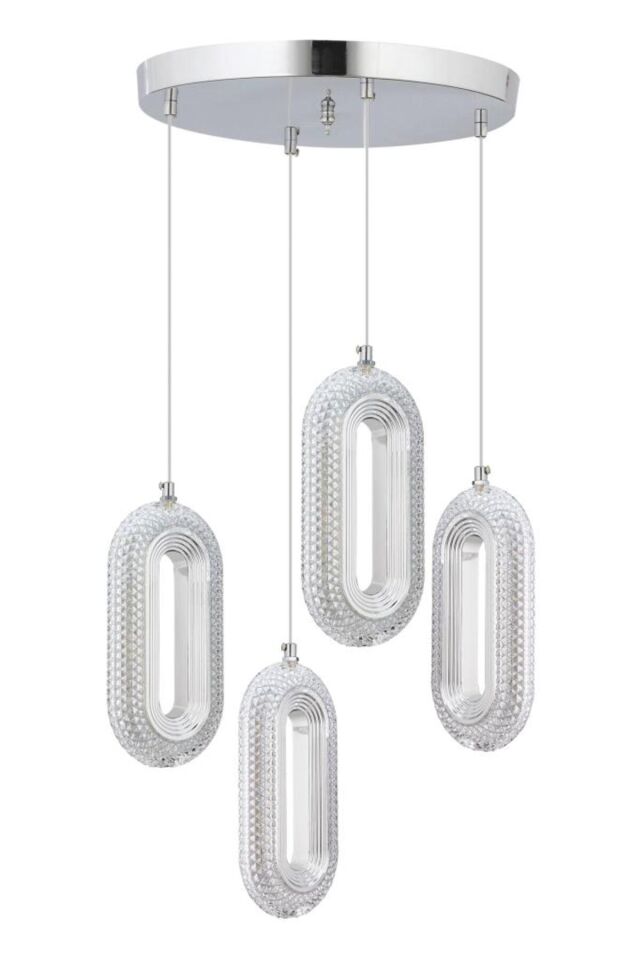 İstanbul Avize Beta 4'lü Gümüş Ledli Modern 3 Renk Led Avize