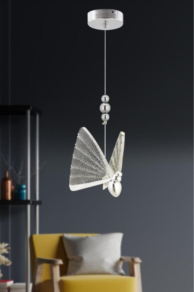 İstanbul Avize İpek Tekli Gümüş Ledli 3 Renk Modern Led Avize