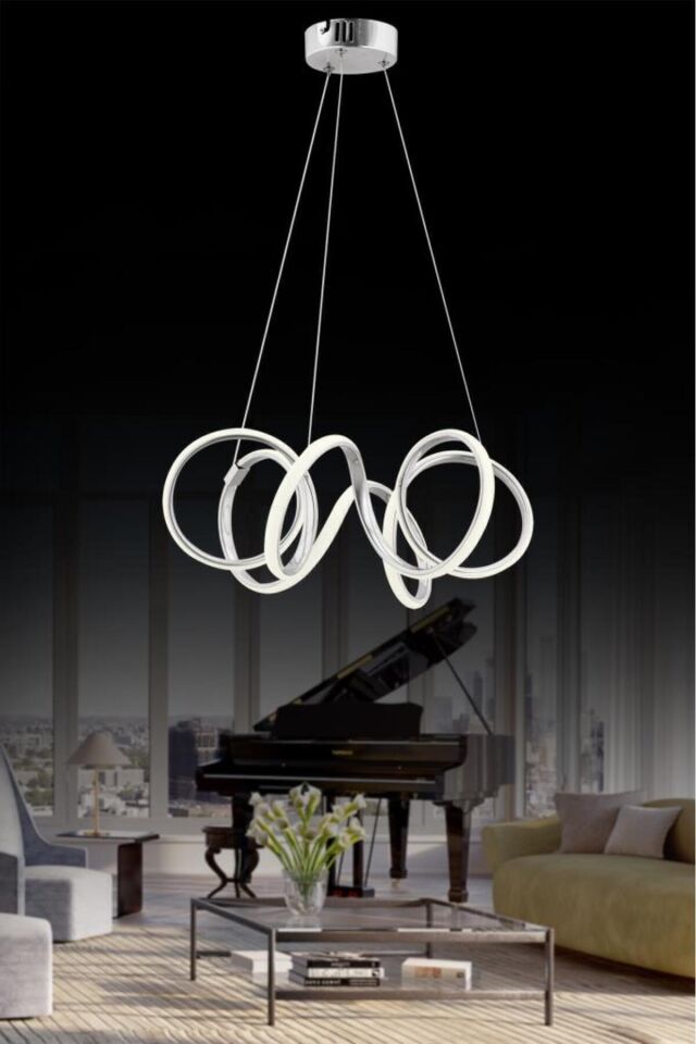 İstanbul Avize Delux Gümüş Ledli Modern Beyaz Power Led Avize Led Avize