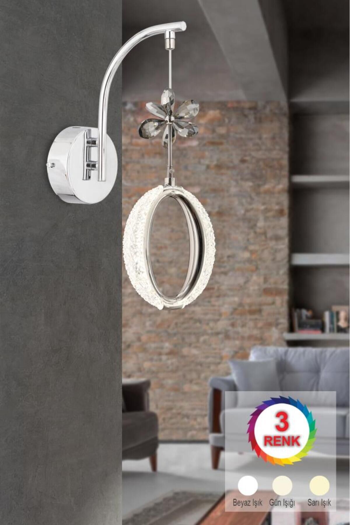 İstanbul Avize Zeus Aplik Gümüş 3 Renk Ledli Modern Led Avize