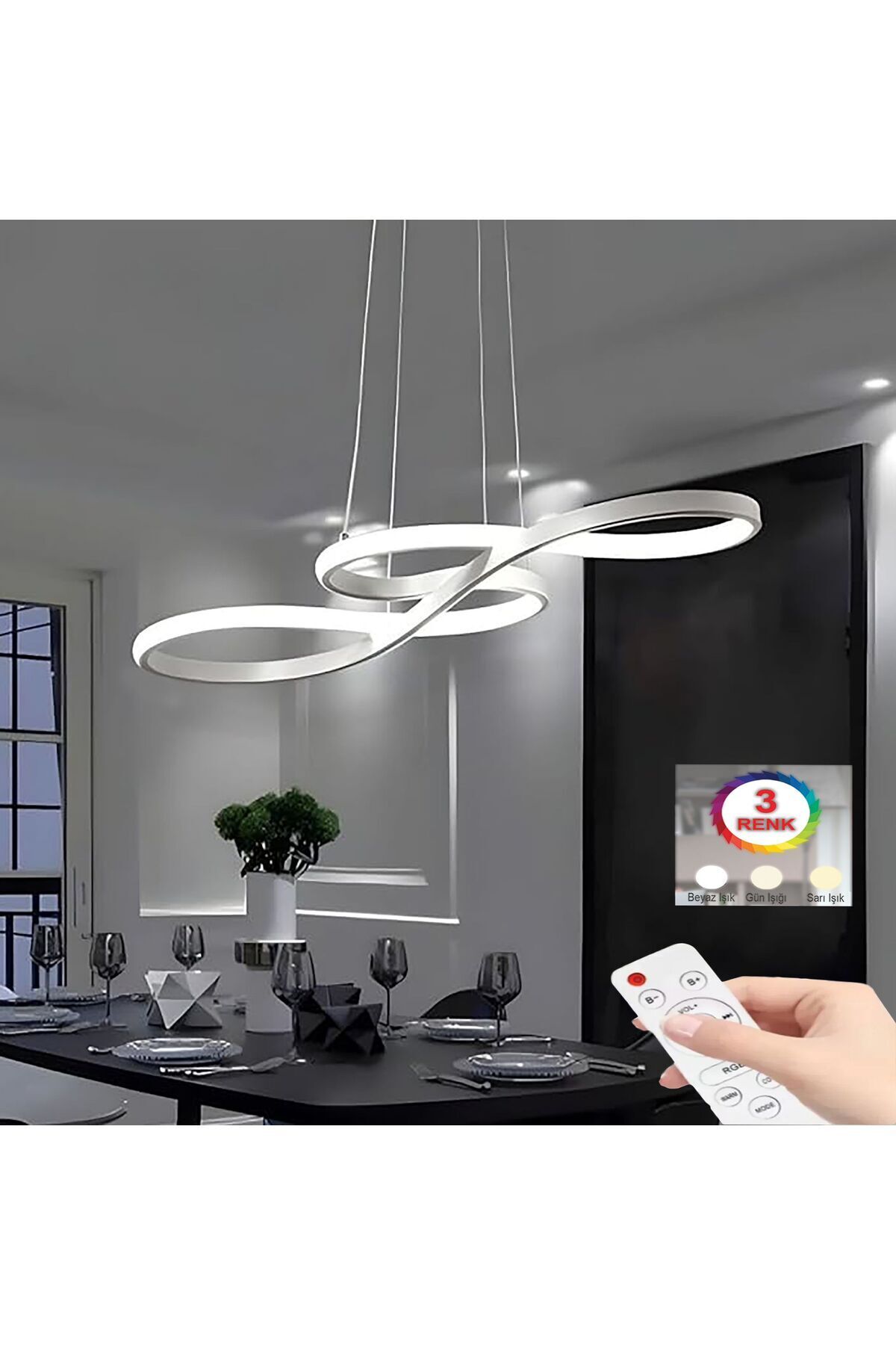 İstanbul Avize Nota Gümüş Kumandalı Lüx Led Modern Ledli Avize
