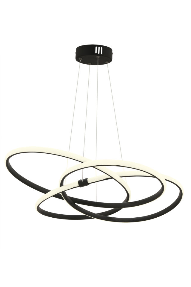Kuvars Lüx Led 3 Renk Kumandalı Siyah Modern Ledli Avize