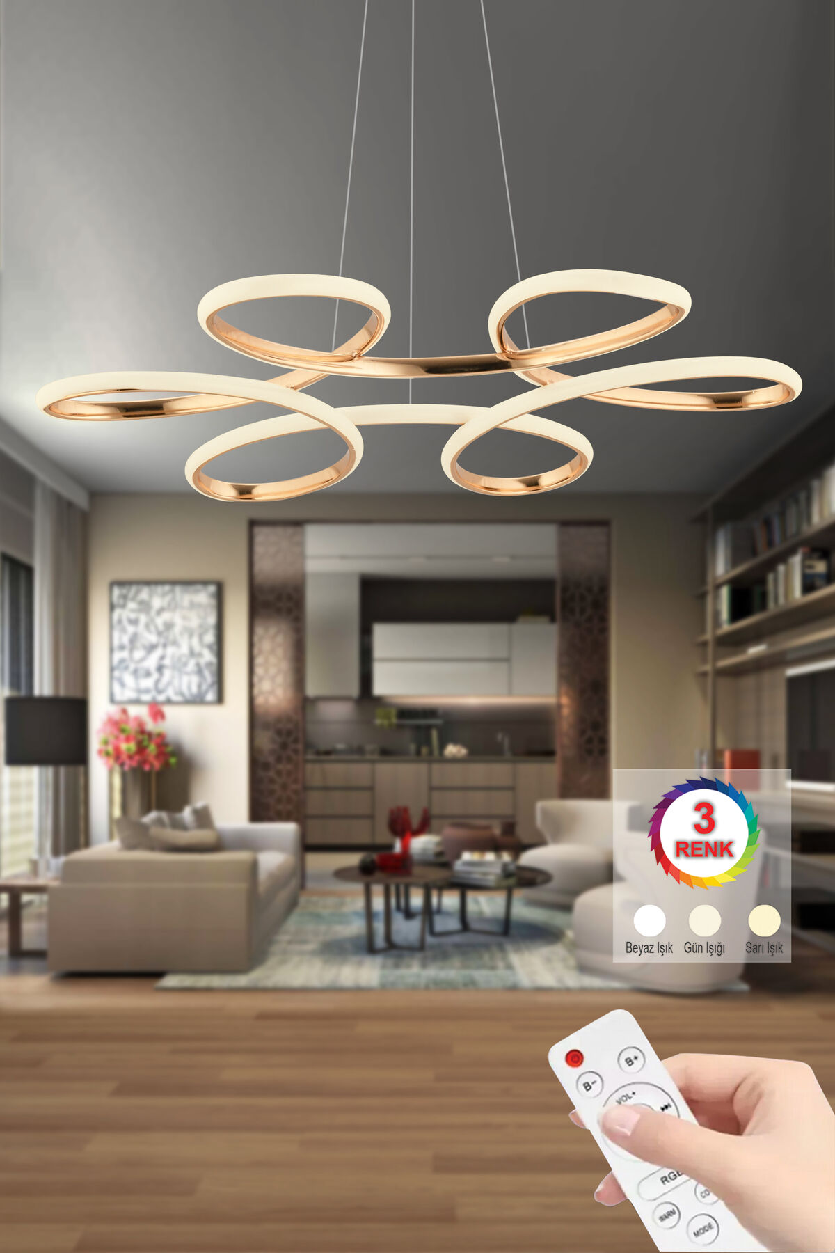 İstanbul Avize Megie Gold Beyaz Power Led Lüx Modern Ledli Avize