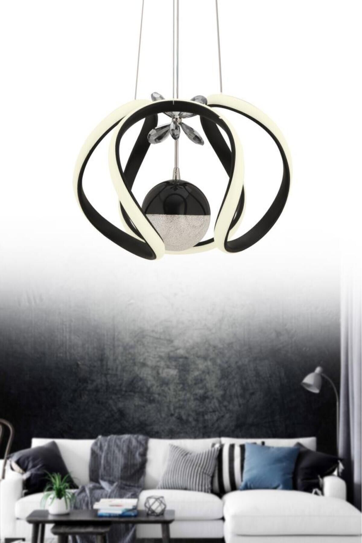 Bigiee Power Siyah Modern Beyaz Power Ledli Lüx Led Avize