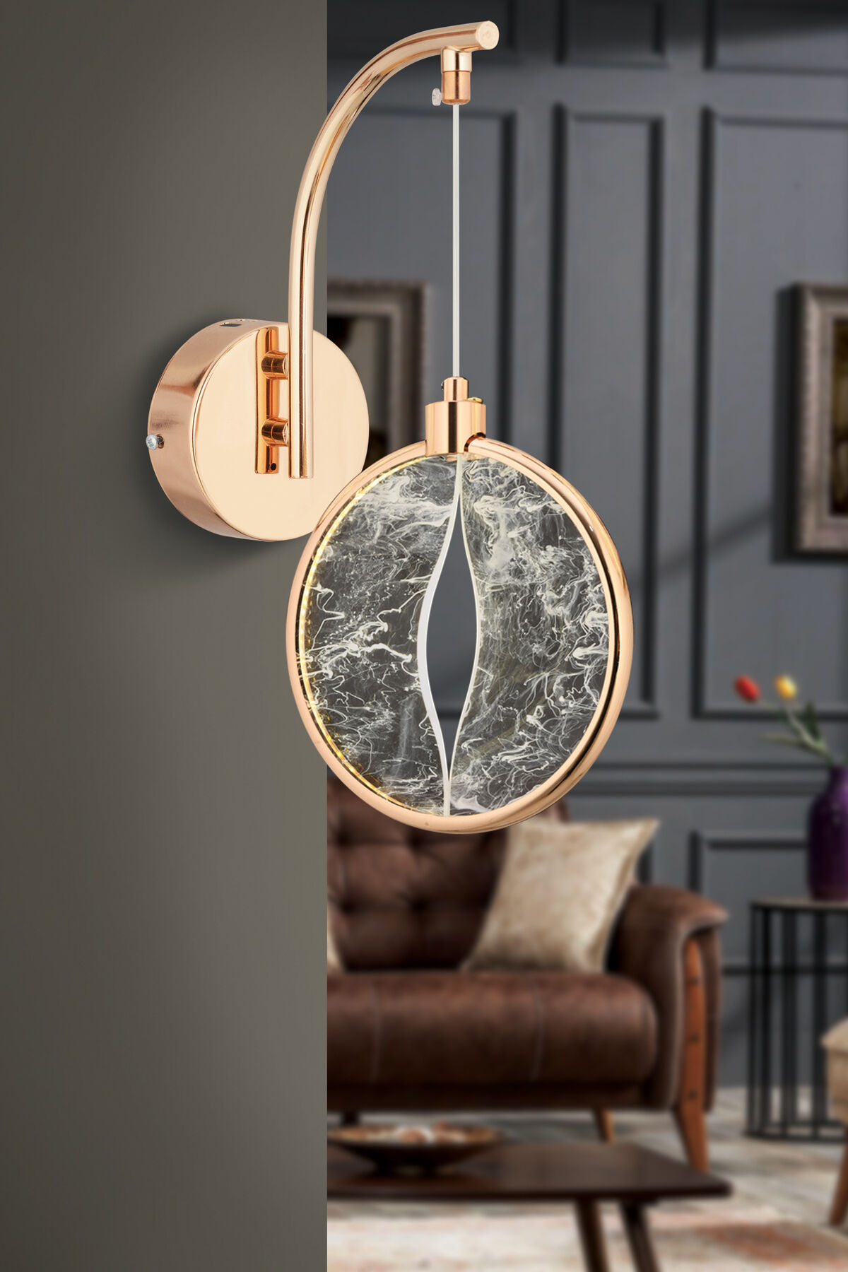 Asya Aplik Tekli Gold 3 Renk Ledli Modern Lüx Led Aplik