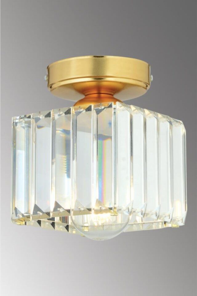 Plafonyer Tavan Gold K-10 Kristal Taşlı Avize